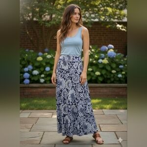Elegant Blue Floral Maxi Skirt